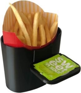 vent n' door caddy and sauce caddy combo pack – french fry holder – holds fries, sauce & more - connects to vent and door – just clip it on - bpa free - shark tank