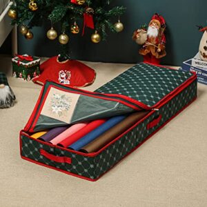 Seckon Wrapping Paper Storage Container Gift Wrapping Storage Box – Fits up to 40" Rolls, Under-Bed Wrapping Paper Organizer for Gift Wrapping, Bags, Ribbon, and Bows(Green)