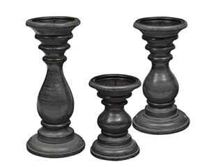 candle holder stand wooden, candalbras, candle holders, unity candle holders, rounded turned colums, country style idle gift for wedding, party, home, spa - 10,8,6 inch set of 3 grey wash