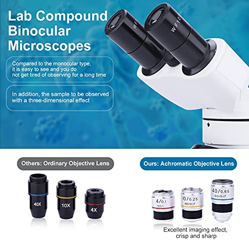 40X-1000X Binocular Microscope for Adults with Microscope Slides Phone Holder and Specimen Preparation Kits, Compound Binocular Microscopes for Home Educational/Hobby Use