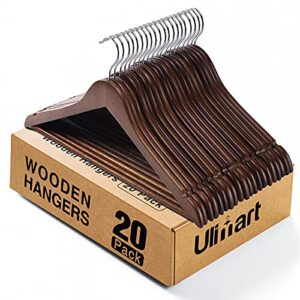 ulimart wooden hangers wood hangers 20 pack coat hangers for closet clothes hangers wooden for suit jeans walnut