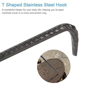 DOITOOL Stainless Steel T Hook Manhole Cover Hook T- Handle Meat Boning Hook Spring Pull Hook Lift Hooks for Kitchen Butcher Shop Restaurant BBQ Tool