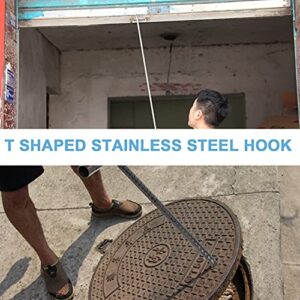 DOITOOL Stainless Steel T Hook Manhole Cover Hook T- Handle Meat Boning Hook Spring Pull Hook Lift Hooks for Kitchen Butcher Shop Restaurant BBQ Tool