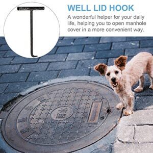 DOITOOL Stainless Steel T Hook Manhole Cover Hook T- Handle Meat Boning Hook Spring Pull Hook Lift Hooks for Kitchen Butcher Shop Restaurant BBQ Tool