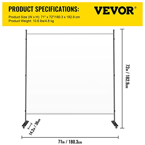 VEVOR Room Divider 6ft, Partition Room Dividers 71"x72", Room Divider Wall 1-Panel, Room Dividers, Folding Room Dividers, Partition Room Dividers, Folding Privacy Screens (White) for School, Office