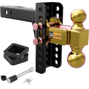 locame trailer hitch, fits 2-inch receiver, 6-inch drop/rise drop hitch , class 3 tow hitch for heavy duty truck with double pins, lc0010