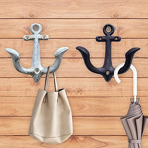 RENXI American-Style Rustic Ironwork Decorative Metal Hooks (Four Sea Anchor Hooks)