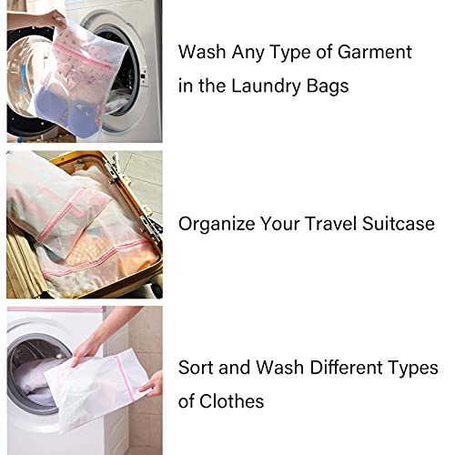 Casaphoria Bra Laundry Bags for Washing Machine,Large Travel Lingerie Laundry Bags for Dirty Clothes for Suitcase,Underwear Mesh Wash Bags for Delicates(5Pcs,Easy to Distinguish)