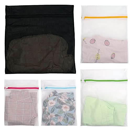 Casaphoria Bra Laundry Bags for Washing Machine,Large Travel Lingerie Laundry Bags for Dirty Clothes for Suitcase,Underwear Mesh Wash Bags for Delicates(5Pcs,Easy to Distinguish)