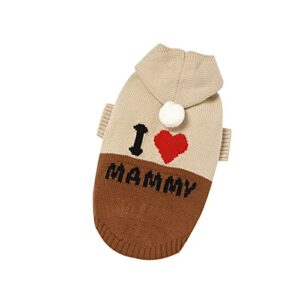 neiwech dog clothes pet dog hooded sweater soft warm knitwear i love mammy sweatshirt for puppy small dogs (mika, l)