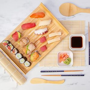 Noble Nest Sushi Making Kit for Beginners | Sushi Maker Kitchen Accessories Set Included Bamboo Sushi Rolling Mat, Chopsticks, Dipping Plates, Ladle, Serving Tray, Sushi Knife & Roller