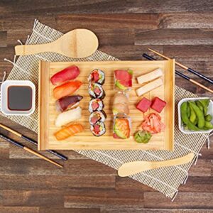 Noble Nest Sushi Making Kit for Beginners | Sushi Maker Kitchen Accessories Set Included Bamboo Sushi Rolling Mat, Chopsticks, Dipping Plates, Ladle, Serving Tray, Sushi Knife & Roller