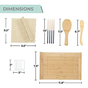 Noble Nest Sushi Making Kit for Beginners | Sushi Maker Kitchen Accessories Set Included Bamboo Sushi Rolling Mat, Chopsticks, Dipping Plates, Ladle, Serving Tray, Sushi Knife & Roller