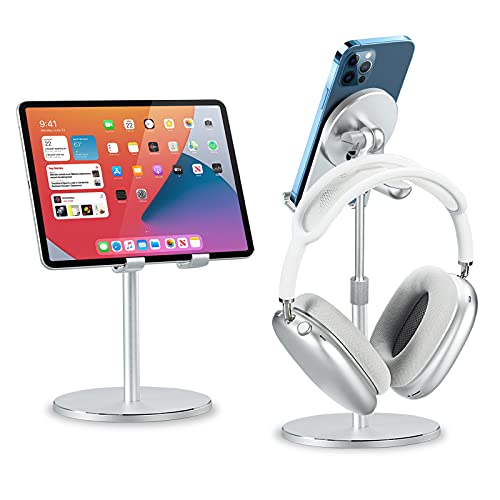 FULAIM P30 Aluminum Metal Headphone Stand, Removable Desktop Headset Holder Adjustable Earphone Stand for AirPods Max Sennheiser, Sony, Bose, Beats Gaming Headset - Silver