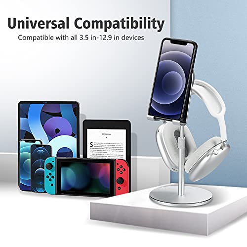 FULAIM P30 Aluminum Metal Headphone Stand, Removable Desktop Headset Holder Adjustable Earphone Stand for AirPods Max Sennheiser, Sony, Bose, Beats Gaming Headset - Silver