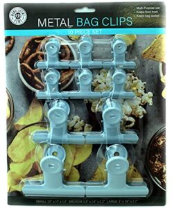 10 pack large chip bag clips - assorted sizes food bag clips metal heavy seal grip lt blue