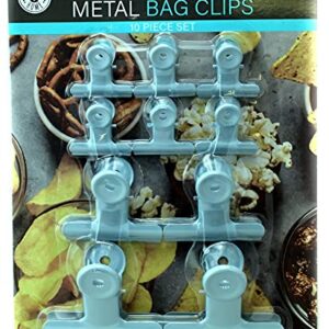 10 Pack Large Chip Bag Clips - Assorted Sizes Food Bag Clips Metal Heavy Seal Grip Lt Blue