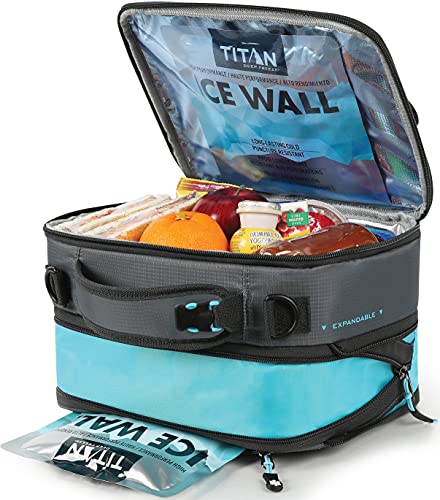 Arctic Zone Titan Expandable Lunch Pack and Container Set with Ice Walls, 2 Pack - Black and Blue