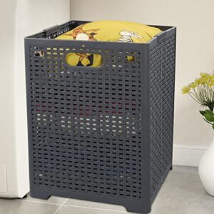 Idomy 2-Pack 42 L Plastic Folding Laundry Hampers, Collapsible Laundry Basket, Gray