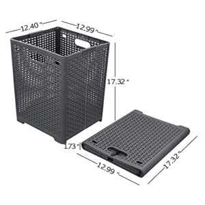 Idomy 2-Pack 42 L Plastic Folding Laundry Hampers, Collapsible Laundry Basket, Gray