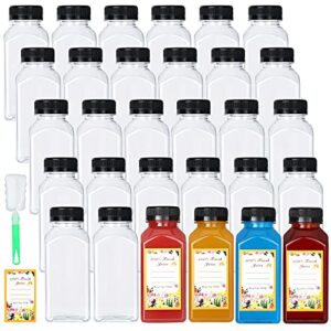 danallan 30 pack 8oz empty plastic juice bottles with leak-proof caps food grade recyclable bulk beverage containers clear pet plastic bottles for homemade juice, smoothie, milk and drinks