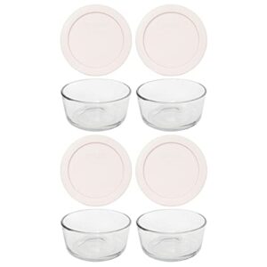 pyrex (4 7200 glass dishes & (4) 7200-pc nouveau pink lids