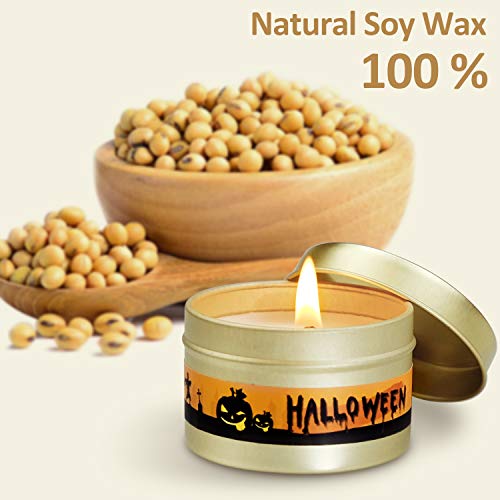 Halloween Decorations Fall Candles, 4 Packs Natural Soy Candles for Home Scented Candles Gift Set Halloween Decor, Halloween Scented Candles Gift Set for Women, Halloween Decor Halloween Party Favors