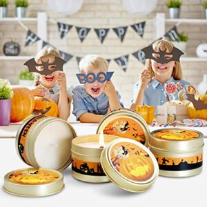 Halloween Decorations Fall Candles, 4 Packs Natural Soy Candles for Home Scented Candles Gift Set Halloween Decor, Halloween Scented Candles Gift Set for Women, Halloween Decor Halloween Party Favors