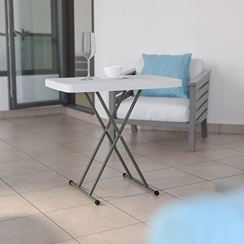 Flash Furniture Folding Table - Granite White - Height Adjustable - 30 Inch - TV Tray - Commercial Grade Laptop Table