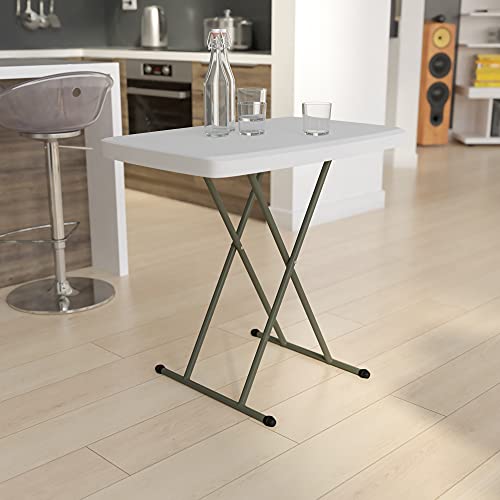 Flash Furniture Folding Table - Granite White - Height Adjustable - 30 Inch - TV Tray - Commercial Grade Laptop Table