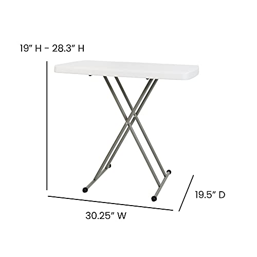 Flash Furniture Folding Table - Granite White - Height Adjustable - 30 Inch - TV Tray - Commercial Grade Laptop Table