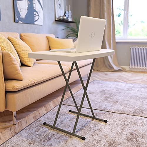 Flash Furniture Folding Table - Granite White - Height Adjustable - 30 Inch - TV Tray - Commercial Grade Laptop Table