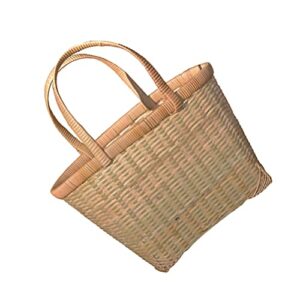 cabilock toy containers rattan woven flower basket with handle picnic sundries storage basket gift storge basket woven hanging wall mounted basket rustic home décor snack gift baskets