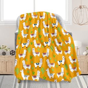 fleece throw blanket for couch, patterned warm comfy flannel throw blanket fuzzy ultra-soft cozy microfiber plush blanket 330gsm for sofa bed office all season use (40" x 50", llama)