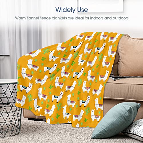 Fleece Throw Blanket for Couch, Patterned Warm Comfy Flannel Throw Blanket Fuzzy Ultra-Soft Cozy Microfiber Plush Blanket 330GSM for Sofa Bed Office All Season Use (40" x 50", Llama)