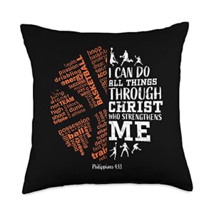 christian gifts by alexis mae boys christian basketball bible verses men women kids gifts throw pillow, 18x18, multicolor