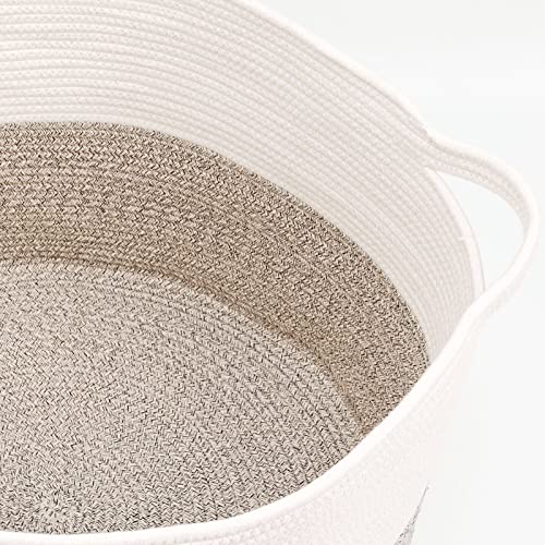 Casaphoria XXXLarge Cotton Rope Basket 21.7" x 21.7" x 13.8" Woven Laundry Blanket Basket Basket with Handle Storage Comforter Cushions Thread Laundry Hamper