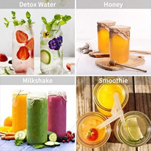 Ruckae 16oz 10 Pack Juice Bottles, Glass Bottles Juicing Bottles with Lids, Smoothie Cup with Lids and Straws, Glass Water Bottle Mason Jar Drinking Glasses for Juicing, Smoothies, Kombucha