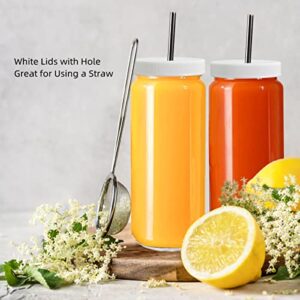 Ruckae 16oz 10 Pack Juice Bottles, Glass Bottles Juicing Bottles with Lids, Smoothie Cup with Lids and Straws, Glass Water Bottle Mason Jar Drinking Glasses for Juicing, Smoothies, Kombucha