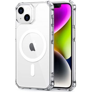 esr for iphone 14 case/iphone 13 case, compatible with magsafe, shockproof military-grade protection, air-guard corners, magnetic phone case for iphone 14/13, air armor magnetic case (halolock), clear