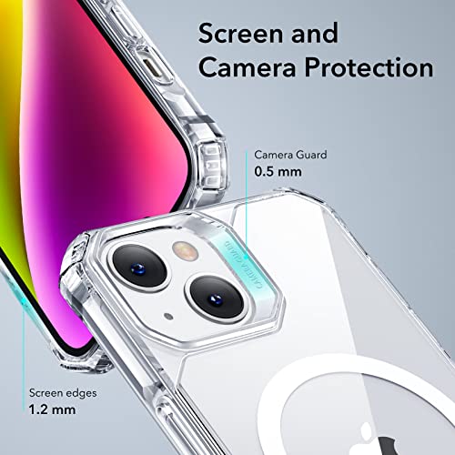 ESR for iPhone 14 Case/iPhone 13 Case, Compatible with MagSafe, Shockproof Military-Grade Protection, Air-Guard Corners, Magnetic Phone Case for iPhone 14/13, Air Armor Magnetic Case (HaloLock), Clear