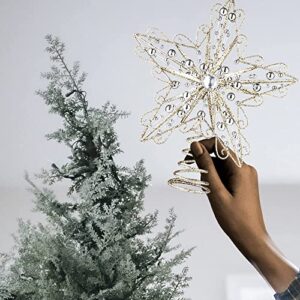 Suixing Christmas Tree Topper 8in Wire Five-Pointed Star Treetop Party Supplies Xmas Decor Home Hotel Office Gold