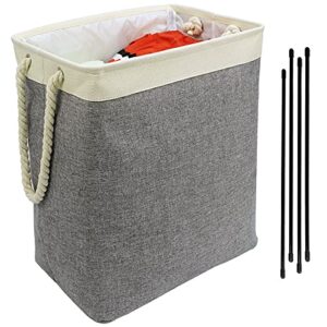 Casaphoria 75L Laundry Hamper with Support Rods and Rope Handles, ,Freestanding Rectangular Fabric Storage Basket Large Cube Organizer,Collapsible Dirty Clothes Canvas Hampers