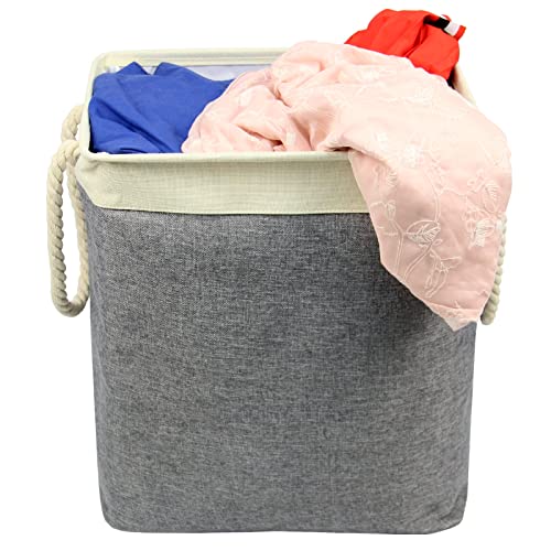 Casaphoria 75L Laundry Hamper with Support Rods and Rope Handles, ,Freestanding Rectangular Fabric Storage Basket Large Cube Organizer,Collapsible Dirty Clothes Canvas Hampers