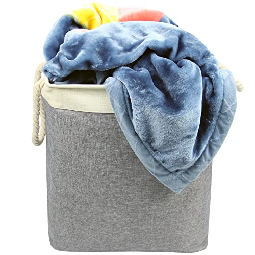 Casaphoria 75L Laundry Hamper with Support Rods and Rope Handles, ,Freestanding Rectangular Fabric Storage Basket Large Cube Organizer,Collapsible Dirty Clothes Canvas Hampers