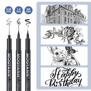 Mogyann Drawing Pens Black Art Pens for Drawing 12 Size Waterproof Ink Pens for Artists Sketching, Manga, Writing