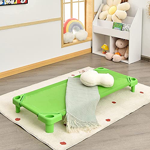 Fireflowery Toddler Daycare Cots, Children's Stackable Cots w/ Easy Lift Corners, Portable Rest Cot Bedding for Preschool Naptime, Kids Stackable Cot