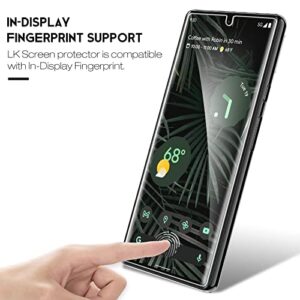 LK [2+2] Designed for Google Pixel 6 Pro Flexible TPU Film Screen Protector [Not Glass ]+ 2 Pack Tempered Glass Camera Lens Protector,Fingerprint Support, Anti Scratch, HD-Ultra thin, Bubble-Free