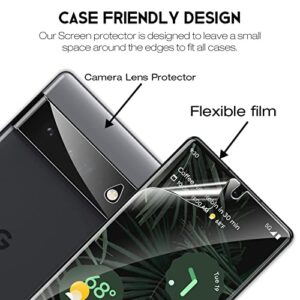 LK [2+2] Designed for Google Pixel 6 Pro Flexible TPU Film Screen Protector [Not Glass ]+ 2 Pack Tempered Glass Camera Lens Protector,Fingerprint Support, Anti Scratch, HD-Ultra thin, Bubble-Free