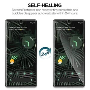 LK [2+2] Designed for Google Pixel 6 Pro Flexible TPU Film Screen Protector [Not Glass ]+ 2 Pack Tempered Glass Camera Lens Protector,Fingerprint Support, Anti Scratch, HD-Ultra thin, Bubble-Free